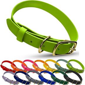 Hudson Park Dog Collar-مقاوم للماء ، حزام بيوتان ، شعور يشبه الجلود ، قابل للتعديل ، سهل التنظيف ، مقاوم للرائحة ، نحاس صلب ، ألوان وأحجام متعددة ، مصنوعة في الولايات المتحدة الأمريكية (الجير ، المتوسط)