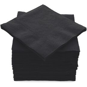 Big Party Pack 100 Count Black Beverage Napkins - Ideal for Wedding, Party, Birthday, Dinner, Lunch, Cocktails. (5" x 5")