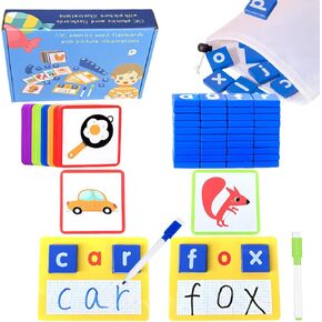 ألعاب تهجئة Wooden CVC ، أنشطة تعلم رياض الأطفال في مرحلة ما قبل المدرسة ، ألعاب Montessori التعليمية ل 3 4 5 أطفال ، كلمات البصر بطاقات فلاش كتابة رسائل القراءة للأطفال الصغار