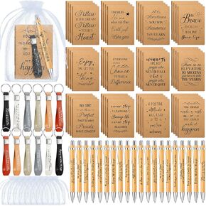 Tenceur 192 PCS موظف الهدايا الملهمة بالجملة التحفيزية مفاتيح Bambokains مع هدايا أكياس الأورجانزا لممرضة يوم المعلم المتطوع (أسود)