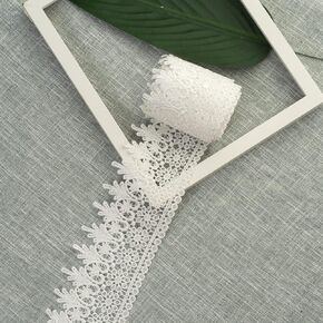 Idongcai Floral Scalloped Polyester Polyester Penice Lace Trim ، Lace Vintage Home Home ، الأزياء ، العباءات ديكور المنزل وفستان الزفاف (Ivory)
