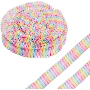 FINGERINSPIRE 10 Yards Colorful Rainbow Pleated Lace Trim, 1.5 Inch Wide, Polyester, Formal/Special Occasions, Multicolor, Bohemian Style, Wedding, Formal Events, Craft Projects
