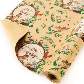 Wernnsai Baby Shower Wapping Roll - 1 Roll 17 "× 33 قدمًا طفلًا كرافت ، ورق التغليف ، أوراق غلاف طفلة