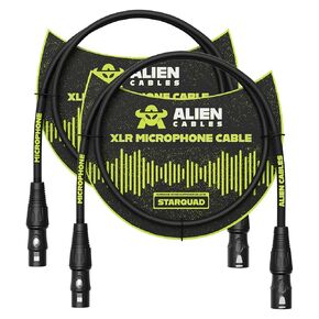4-Pack Premium XLR Microphone Cables, Star-Quad Shielded XLR to XLR Cable 1 Foot, Pro Audio Mic Cord, Noise-Resistant OFC Conductors, Black