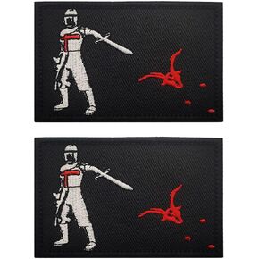 2 PCS AliPlus Blackbeard Pirate Patches Crusaders Slay Demon Patch Embroidered Tactical Morale Patch Applique Fastener Hook and Loop