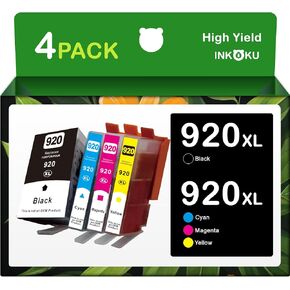 920 920XL Ink Cartridges Replacement for HP 920 XL 920XL Ink Cartridge Combo Pack Compatible with Officejet 6500A 6000 6500 7000 7500A Printer (Black, Cyan, Magenta, Yellow, 4XL Pack)