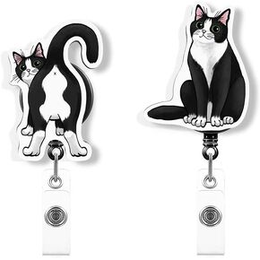 WIRESTER Set of 2 Retractable Badge Reel ID Holder with Alligator Clip for Office Worker, Medical Staffs, Nurse, Doctor, Teacher, Student - English Bulldog & English Bulldog (S3)
