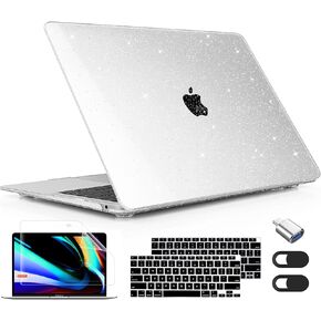 لـ MacBook Air 13 Inch Case 2021 2020 2019 2018 الإصدار A2337 M1 A2179 A1932 مع معرف Retina Touch ، غطاء قشرة صلبة من البلاستيك مع غطاء لوحة المفاتيح ووقاية الشاشة ، Crystal Light Pink