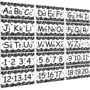 15 Pcs Alphabet Bulletin Board Set Composition Theme Classroom Decorations Alphabet Wall Stripes Poster ABC Numbers Line Border 1-20 Letters A-z for Preschool Kindergarten Playroom Bedroom