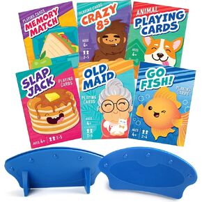 ألعاب Lotfancy Card For Kids ، 6 طوابق ، حاملي بطاقات ، تشمل Go Fish ، خادمة قديمة ، ثماني سنوات مجنونة ، مطابقة للذاكرة ، مقبس صفعة ، أوراق لعب الحيوانات