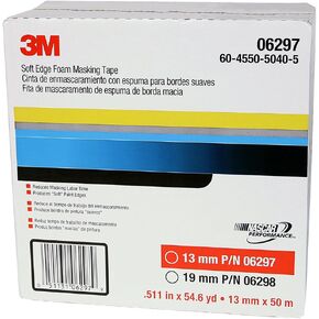 3M Soft Edge Foam Masking Tape, 06297, 13 mm x 50 m , White