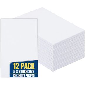 1 intheoffice memo pads 5x8 ، memo note fads ، منصات خدش بيضاء غير مصححة ، 100 ورقة ، 12/حزمة