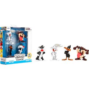 Jada Looney Tunes Metalfigs 4 -pack - Bugs Bunny ، Tasmanian Devil ، Daffy Duck ، Sylvester the Cat - Actible 2،5 "