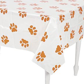 Puppy Paw Print tablecloth Animal Print tablecloth 54'''x72 '' غطاء طاولة بلاستيكي يمكن التخلص منه ، زخارف حفلات عيد ميلاد الكلب ، زخارف حفلات الغابة.