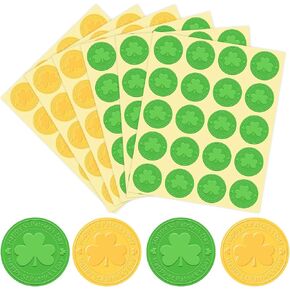 500pcs ملصقات Seal Day St. Patrick Patrick Gold Gold Foil Shamrock Envelope شارات البرسيم المنقوش ذاتيًا من أجل بطاقة دعوة DIY الأيرلندية DIY