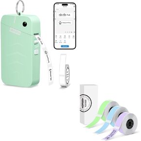 ORGSTA S001 Label Maker Machine with Tape, Portable Bluetooth Label Maker for Home and Office Organization, Thermal Label Printer Mini Label Maker with 3 Roll Label Tapes - Green/Purple/Blue