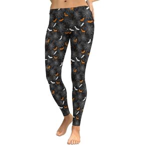 BarbedRose Women's Halloween Leggings Funny Skull Pumpkin Head Print Soft High Waist Workout Tights Pants