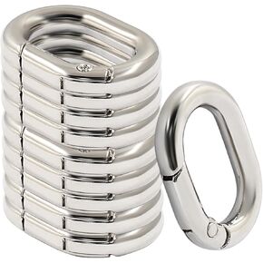 10 pcs Spring Spring Ring Ring Metal Spring Bear Ring Oval Spring Keyring Buckle Ring Ring Oval for أكياس مفاتيح محفظة (Silver ، 28.5 × 15 × 4.6 مم)
