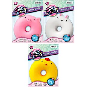 Ja-Ru Sqweezy Donut Plate Animal Glaze (3 Donuts protectort) Smoo Smoo Shums Toy for Boys & Girls. Sqweez Louise Squishy تململ للأطفال والمراهقين والبالغين. حفلة تخفيف الإجهاد الناعمة الفائقة. 3724-3