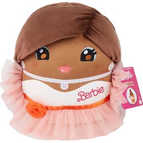 Barbie Cuutopia Plush, 10-inch Soft Pillow Doll Inspired by Iconic ‘80s Peach Gown with Tactile Ruffle Sleeves & Long Hair, Collectible Toy