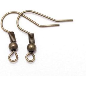 100Pcs Random Color 20 * 17mm Red Copper Earring Hooks Hypo-allergenic Ear Wires Fish Hooks with Ball and Coil Earring Wires Jewelry Findings for DIY Jewelry Making Earring Parts Supplies， Beading