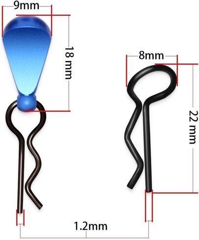 Hosim 8 PCS من دبابيس مقاطع جسم معدنية 1.2 مم مع 4 علامات سحب على شكل دمعة لجميع 1: 8 و 1:10 سيارات RC سيارات الشاحنات (الأزرق) in Saudi Arabia