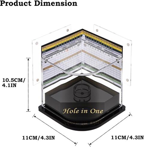 Golf Ball Display Case for Eagle Golfer. Black Ball Throne with Golden Stamp. 2X Background Frames on Each Side of Cambered Cover. Pencil Holder, Glue Dots are All Included, No Assembly in Saudi Arabia
