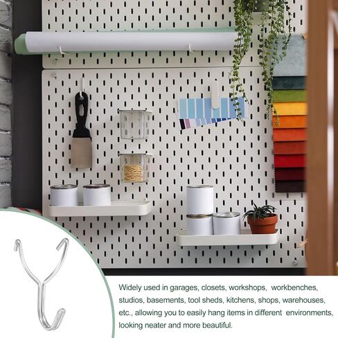 uxcell 10Pcs Pegboard Hooks, Stainless Steel 1 Inch Spacing Peg Board Display Hook Metal Hanging Organizer Accessories for Garage Office Kitchen Store, Silver in Saudi Arabia