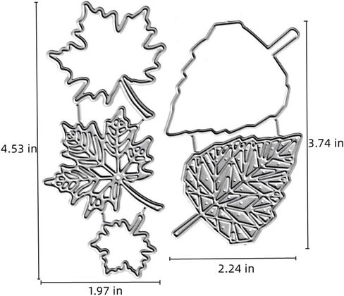 5pcs Spring Maple Leaves Leaf Cutting Dies, Autumn Fall Foliage Leafage Die Cuts Metal Embossing Stencils Template Mould for Card Scrapbooking and DIY Craft Album Paper Card Decor in Kuwait