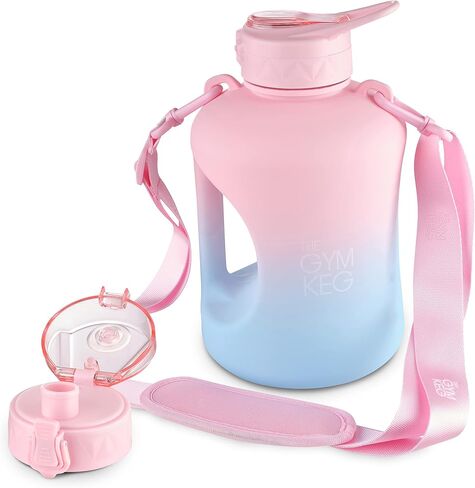THE GYM KEG 1 Gallon Water Bottle (128oz) I 3.78l Big Water Jug I 128 oz Sports Bottle with Straw and Motivational Time Markings I Large Reusable Bottle | BPA-Free Plastic I Leakproof in Kuwait