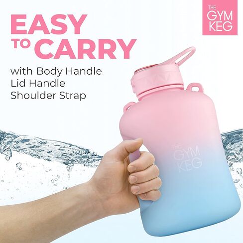 THE GYM KEG 1 Gallon Water Bottle (128oz) I 3.78l Big Water Jug I 128 oz Sports Bottle with Straw and Motivational Time Markings I Large Reusable Bottle | BPA-Free Plastic I Leakproof in Kuwait