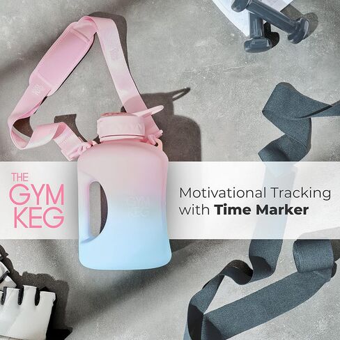 THE GYM KEG 1 Gallon Water Bottle (128oz) I 3.78l Big Water Jug I 128 oz Sports Bottle with Straw and Motivational Time Markings I Large Reusable Bottle | BPA-Free Plastic I Leakproof in Kuwait