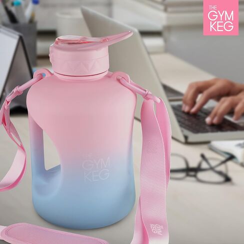 THE GYM KEG 1 Gallon Water Bottle (128oz) I 3.78l Big Water Jug I 128 oz Sports Bottle with Straw and Motivational Time Markings I Large Reusable Bottle | BPA-Free Plastic I Leakproof in Kuwait