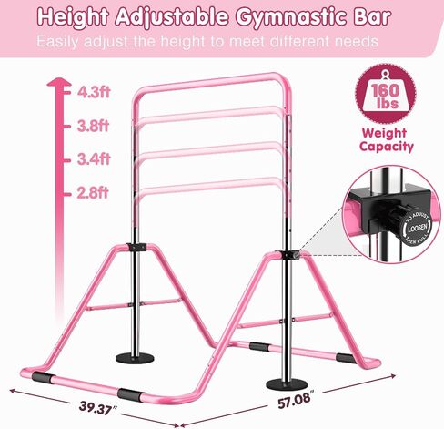 MOPHOTO Expandable Gymnastics Bars Folding Horizontal Bars, Home Gymnastics Equipment Kip Junior Training Bar for Kids Little Gymnasts with Adjustable Height in Saudi Arabia