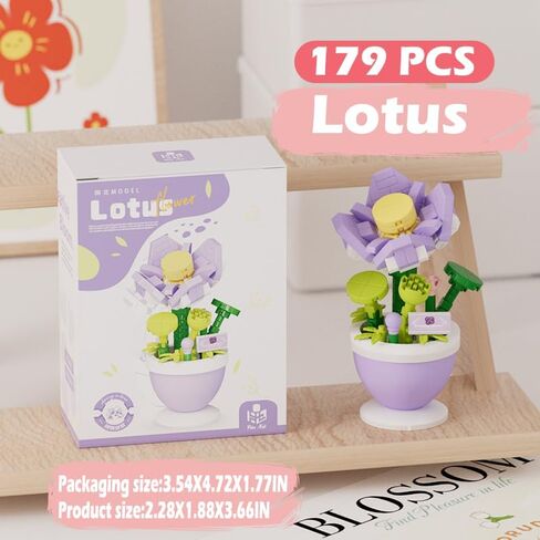 Tulip Mini Flower Bonsai Building Toy Potted Plant Blocks Artificial Particle Flower Botanical in Kuwait