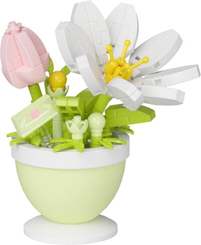 Tulip Mini Flower Bonsai Building Toy Potted Plant Blocks Artificial Particle Flower Botanical in Kuwait