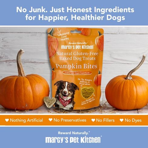 Marcy's Pet Kitchen- Diabetic All Natural, Crunchy, Pumpkin Biscuit Dog Treats - No Preservatives-Crunchy Approved- Vegan, Gluten Free, Human Grade, Made in The USA, Healthy Pumpkin Dog Treats in Saudi Arabia