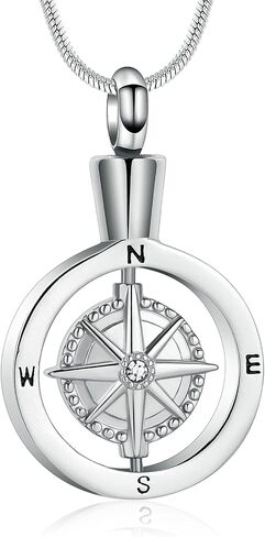 Compass Cremation Jewelry Memorial Necklace Dern for Human of Foerts Onderting kodsake kodsing for ashes holder pet dog urn urn jewely سأفقد بدونك in Kuwait