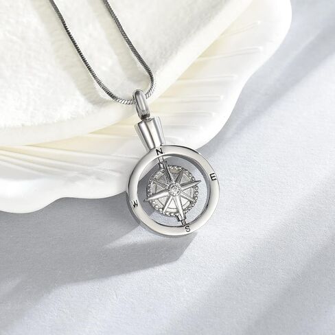 Compass Cremation Jewelry Memorial Necklace Dern for Human of Foerts Onderting kodsake kodsing for ashes holder pet dog urn urn jewely سأفقد بدونك in Kuwait
