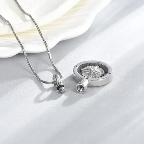 Compass Cremation Jewelry Memorial Necklace Dern for Human of Foerts Onderting kodsake kodsing for ashes holder pet dog urn urn jewely سأفقد بدونك in Kuwait