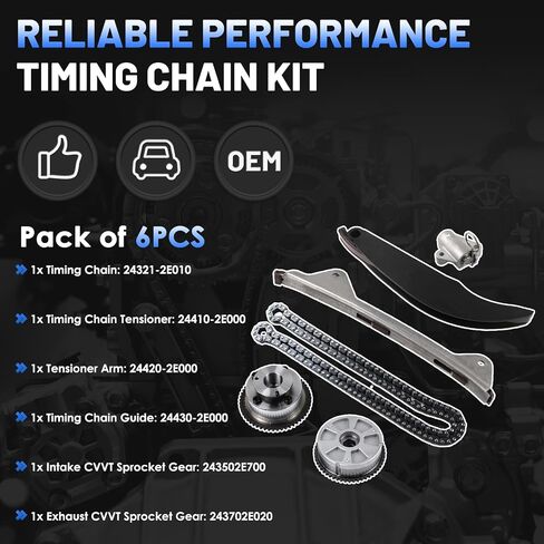 Farrme 2PCS Intake ＆ Exhaust CVVT Timing Camshaft Sprocket 243502E700 243702E020 for Hyundai Elantra Kona Veloster, for Kia Forte Seltos Soul Forte 5 2.0L 2017-2022 Engine Timing Sprocket Gear in Kuwait