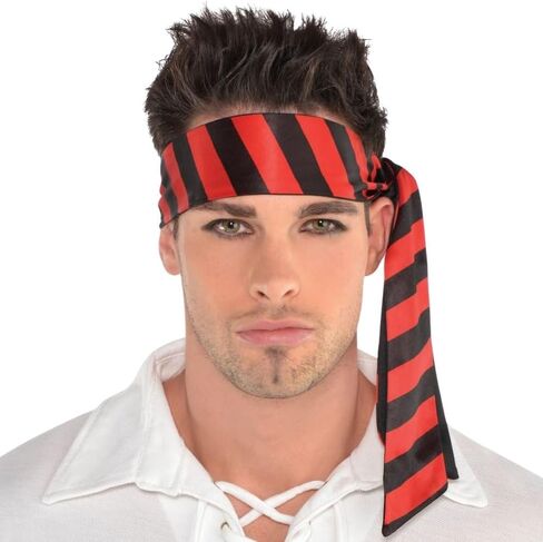 Bold Red & Black Pirate Headscarf for Adults - Pack of 1 - One-Size-Fits-All - Perfect for Costume Parties & Adventure Seekers in Saudi Arabia