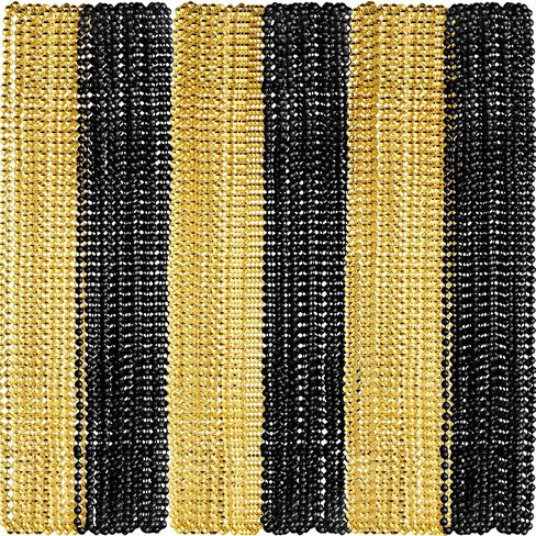 120 Pcs Beaded Necklaces Gold Black and Silver New Year Bead for New Year Eve Christmas Festival Parade Throw Accessories Wedding Birthday Party Supplies, 3 Colors in Saudi Arabia