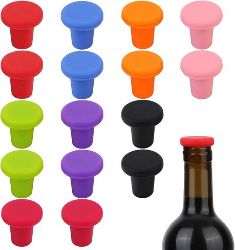 16pcs Silicone Wine Stoppers, Wine Bottle Stopper Reusable Wine Seal Stopper Wine Bottle Caps Wine Sealers for Beer Champagne Whiskey to Keep Wine Fresh (Style 1) in Saudi Arabia