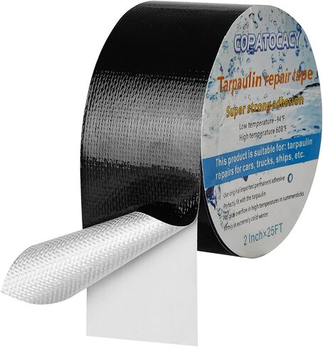 Awning Repair Tape for Tarp,2" x 25 FT Heavy Duty Outdoor Repair Tape for Canvas, Boat Covers, Tent, Sail Tape, Tear Repair Patch Tape, Waterproof, Black in Saudi Arabia
