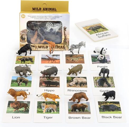 24 Animal Figurines - Educational Toys with Matching Flash Cards for Kids (Zoo & Sea Animals) in Saudi Arabia