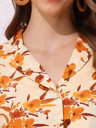 Allegra K Women Hawaiian Sets 2 Pieces Floral Button Down Shirt and Shorts Tropical 2023 Vacation Beach Outfits in Saudi Arabia