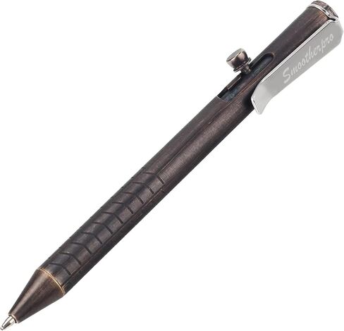 SMOOTHERPRO Solid Brass Bolt Action Pen Compatible with Fisher Space SPR Refill Weight Balanced for Tremor Parkinson Arthritic Signature Retro Black (FSR010) in Saudi Arabia