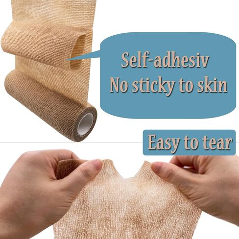 HerMia Cohesive Medical Tape, Self Adhesive Bandages, Breathable Waterproof Elastic Athletic Non-Woven Bandage, 8 Rolls Sports Wrap Tape for Wrist and Ankle in Saudi Arabia