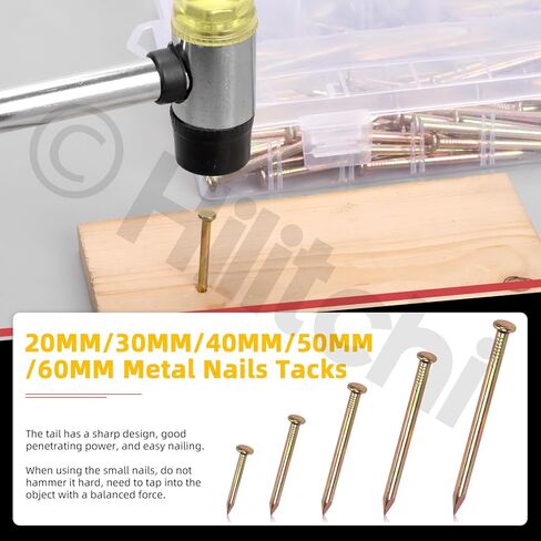 Hilitchi 301PCS 5 Sizes Brick Steel Nails Assortment Kit 0.78" 1.2" 1.58" 2" 2.36" Galvanized Concrete Wall Nail Cement Nails for Concrete Brick Drywall(White) in Kuwait